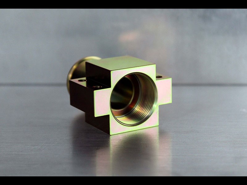 Back view of square and cylindrical piece 